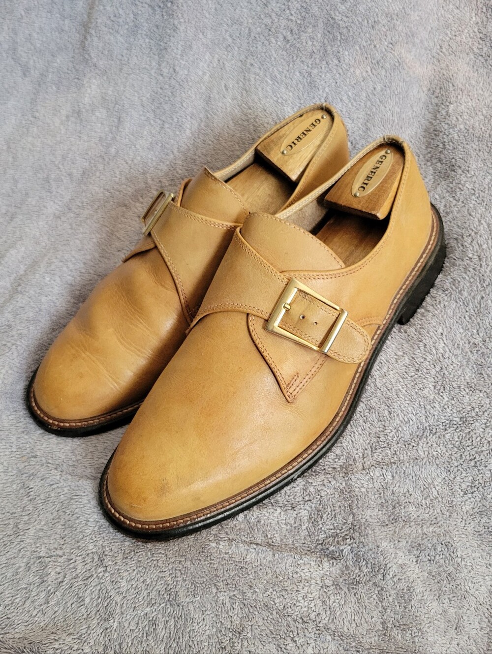 Toscana Italian Fine Leather Single Monk Strap Dress Shoes US 10 - Picture 2 of 4